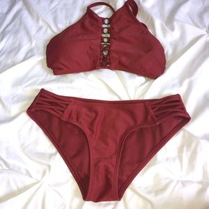 maroon bikini